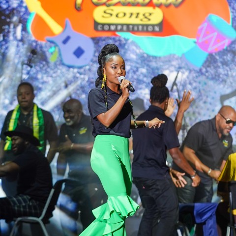 2025 winner of the Jamaica Festival song Competition Abigail “Abi-D” Dunstan in performance at the Finals held at Emancipation Park in St Andrew last July.
