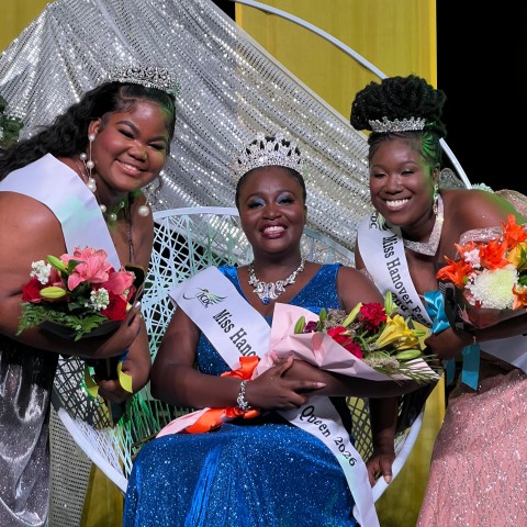 Miss Hanover Festival Queen Tracey-Ann Lewis (centre), is flanked by her runners up Destinya Locke (left) who took second place, and third place winner Tefilia Thompson. Lewis, will represent her parish at the national finals of the Miss Jamaica Festival Queen competition on August 1